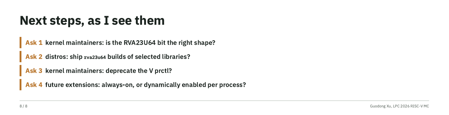 Slide 8: the four asks